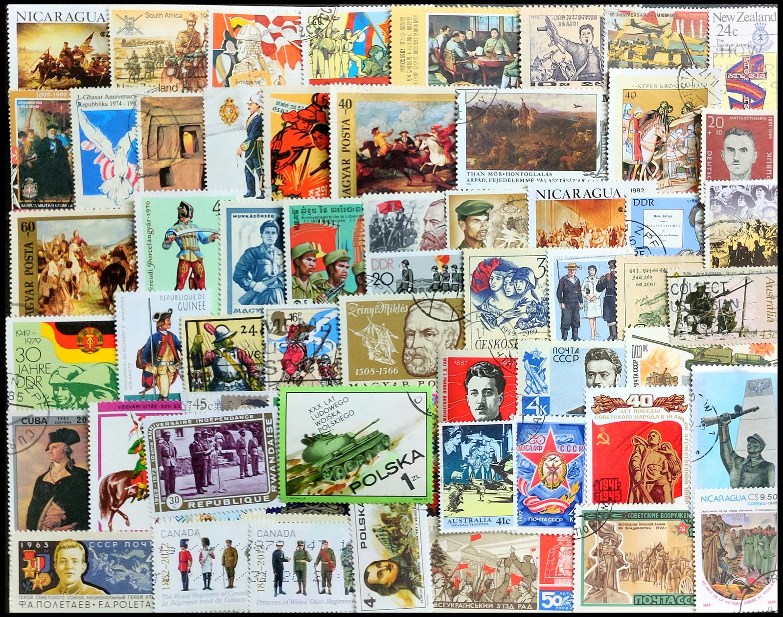 WAR SCENES, Army, Military, Worldwide 100 Different Stamps