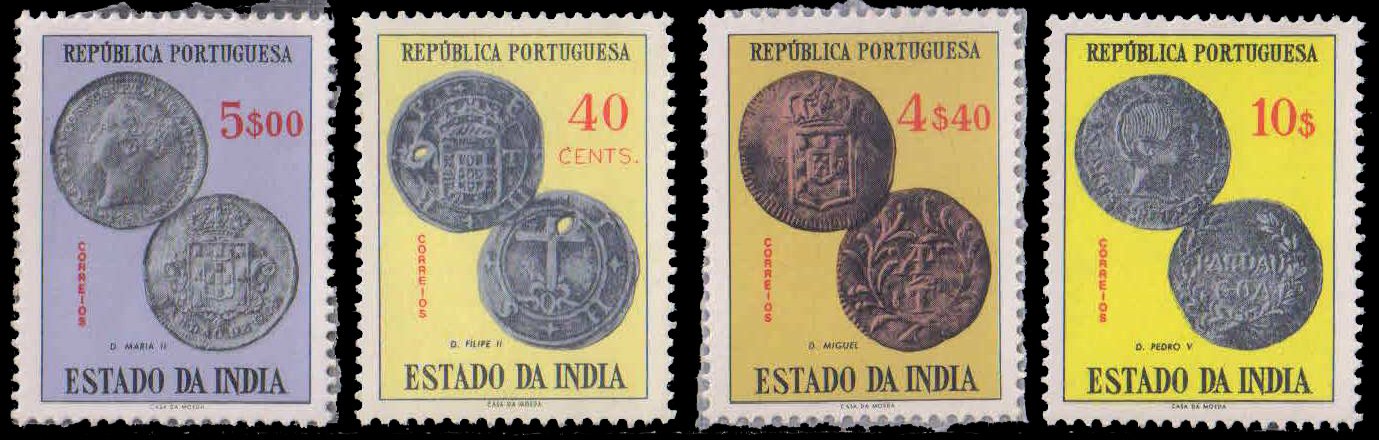 PORTUGUESE INDIA (GOA) 1959, Coins Series, 4 Different, Mint