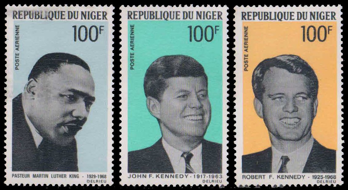 NIGER 1968-Apostles of Non Violence, Kennedy, Martin Luther King, Robert F. Kennedy, Set of 3 Stamps, MNH, S.G. 300-02
