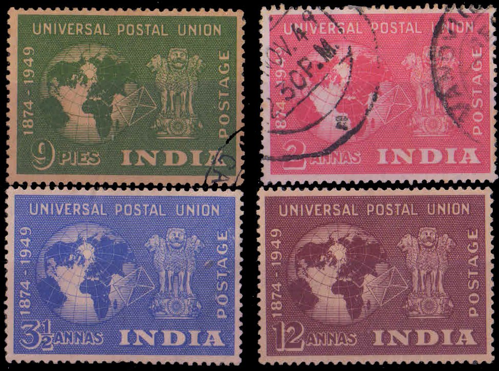 INDIA 1949, Set of 4 Stamps, Used
