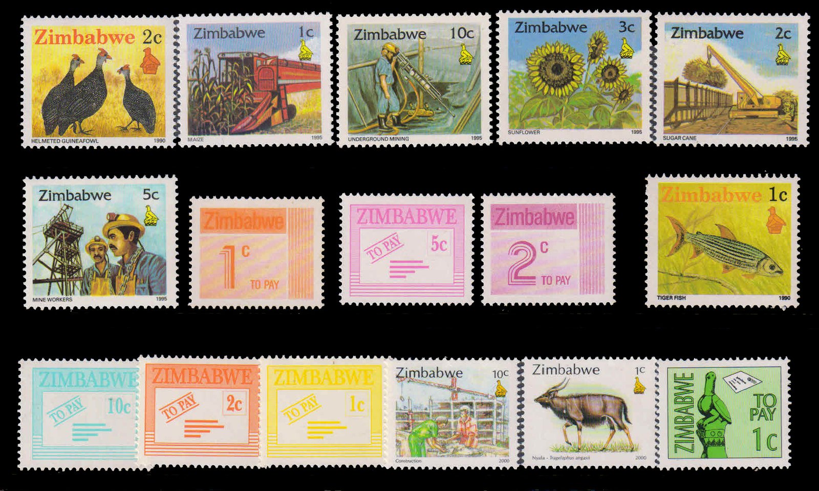 ZIMBABWE-16 Different Mint Thematic Stamps