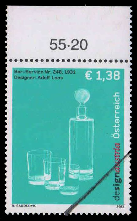 AUSTRIA 2003-Carage & Glasses, Design Austria (Group), 75th Anniv. 1 Value, SPECIMEN, MNH, S.G. 2670