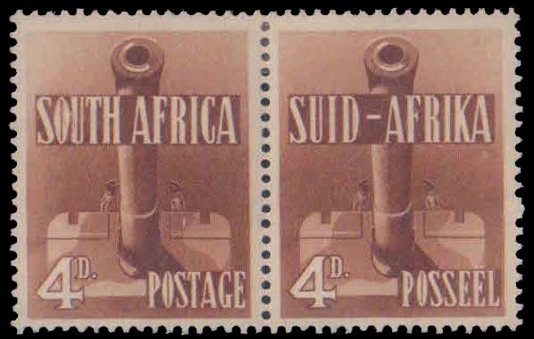 SOUTH AFRICA 1941-Artillery, War Effort, Pair, Mint Hinged, S.G. 92, Cat � 22-