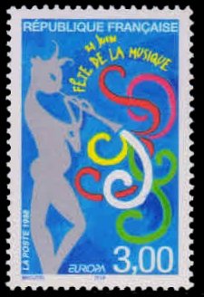 FRANCE 1998, Pan Playing Flute, Music Festival, Europe,1 Value  MNH S.G. 3508 Cat � 2.50.