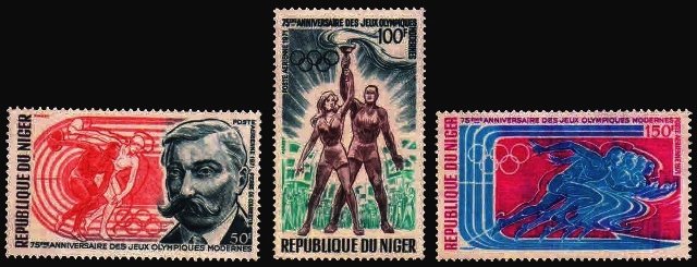NIGER 1971, Modern Olympic Games, 75th Anniversary. Set f 3. Mint. S.G. 392-94.