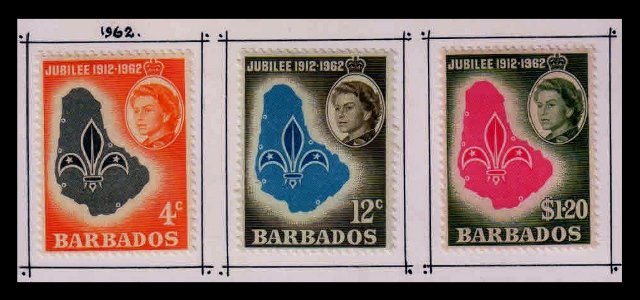 BARBADOS 1962 - Boy Scout, Map of Barbados. Set of 3. Mint. S.G. 309-311.