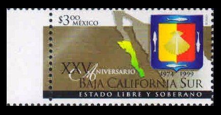 MEXICO 1999 - State of Baja California Sur Emblem & Map. 1 Value, MNH S.G. 2592.