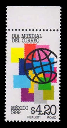 MEXICO 1999 - World Post Day, Globe and Stamps. 1 Value, MNH S.G. 2597. Cat £ 4