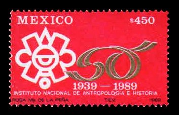MEXICO 1989 - 50th Anniversary of National Institute of Anthropology and History. 1 Value, MNH S.G. 1948.