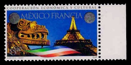 MEXICO 1998 - Stone Carving & Eiffel Tower, Mexican. French Cooperation.1 Value, MNH S.G. 2554 Cat £ 3.5