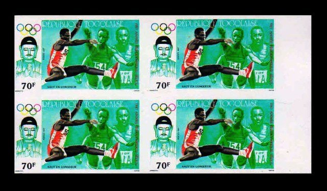 TOGO 1987 - Long Jumping. Buddha. Olympic Games. Imperf Block of 4 with side Margin. MNH. S.G. 1959