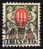 SWITZERLAND 1924 - Postage Due Stamps. 10C Green and Red. 1 Value Used. S.G. D330