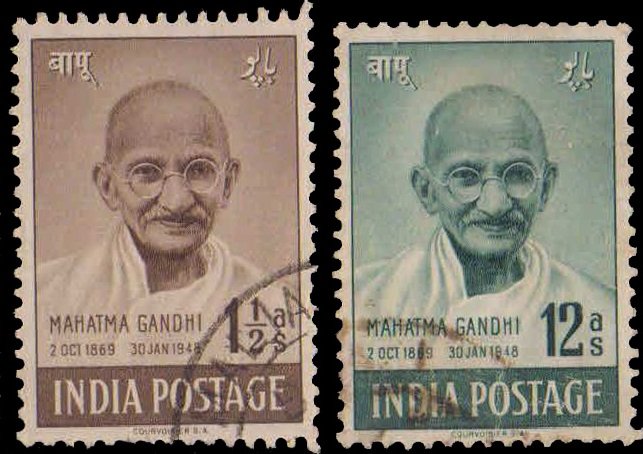 India 1948, Gandhi Stamps, Set of 2 used stamps, S.G. 305 & 306