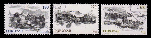 FAROE ISLANDS 1982 - Villages. Gjogv, Hvalvikkvivik.  Set of 3, Used. S.G. 71-73