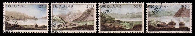 FAROE ISLANDS 1985 - J.T. Stanley Expedition to the Faroes 1789. Paintings by Edward Dayes. Mountain. Set of 4, Used. Cat £ 9