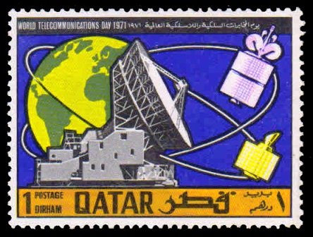 QATAR 1971 - World Tele Communications Day. Satellite Earth Station. Space. 1 Value MNH. S.G. 355