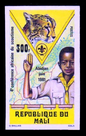 MALI 1981 - Scouts Saluting and Cheetah. 4th African Scouting Conference. Imperf 1 Value. S.G. 859
