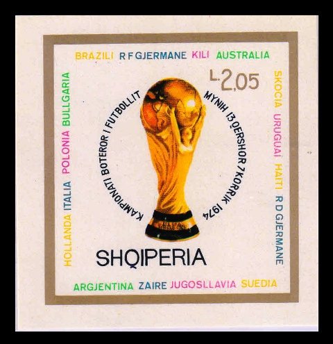 ALBANIA 1974 - World Cup Football Champion Ship, Munich. Imperf Miniature Sheet. MNH. S.G. MS 1671