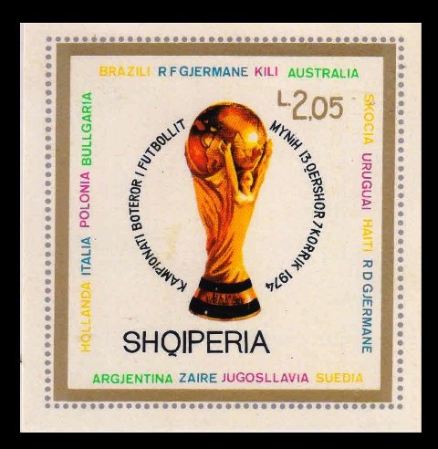 ALBANIA 1974 - World Cup Football Champion Ship, Munich. Imperf Miniature Sheet. MNH. S.G. MS 1671a
