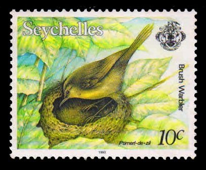 SEYCHELLES 1993 - Flora & Fauna. Bird, Brush Warbler. 1 Value Stamp. MNH. S.G. 815. Cat � 2