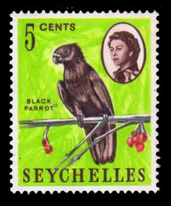 SEYCHELLES 1962 - Black Parrot. Bird. Queen Elizabeth. Flora & Fauna. 1 Value Stamp. MNH. S.G. 233