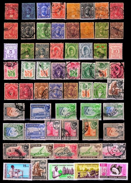 ZANZIBAR - 92 Different Old Stamps. Large & Small. Rare Composition.