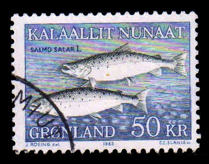 GREENLAND 1983 - Atlantic Salmon. Fishes. Marine Life. 1 Value, Used. S.G. 138. Cat £ 16