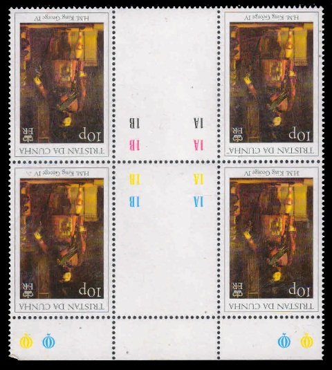 TRISTAN DA CUNHA 2000 - King George IV. Royal Family. Block of 4 with Gutter & Colour Code. As Per Scan. MNH. S.G. 760