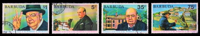 BARBUDA 1974 - Birth Centenary of Sir Winston Churchill. Set of 4 Stamps, Used. S.G. 203-206