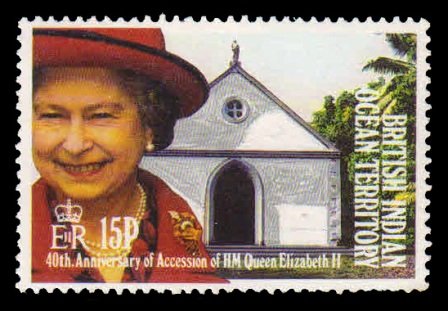 BRITISH INDIAN OCEAN TERRITORY 1992 - Queen Elizabeth II Accession, Catholic Chapel. Diego Garcia. 1 Value, MNH. S.G. 119