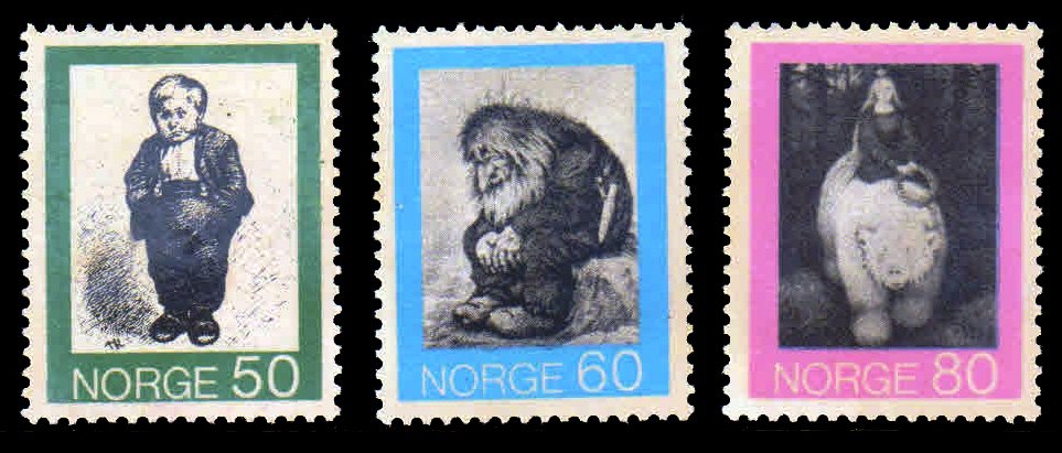 NORWAY 1972 - Folk Tales. Drawings of Tools. Set of 3 Stamps, MNH. S.G. 693-695. Cat  � 3.3
