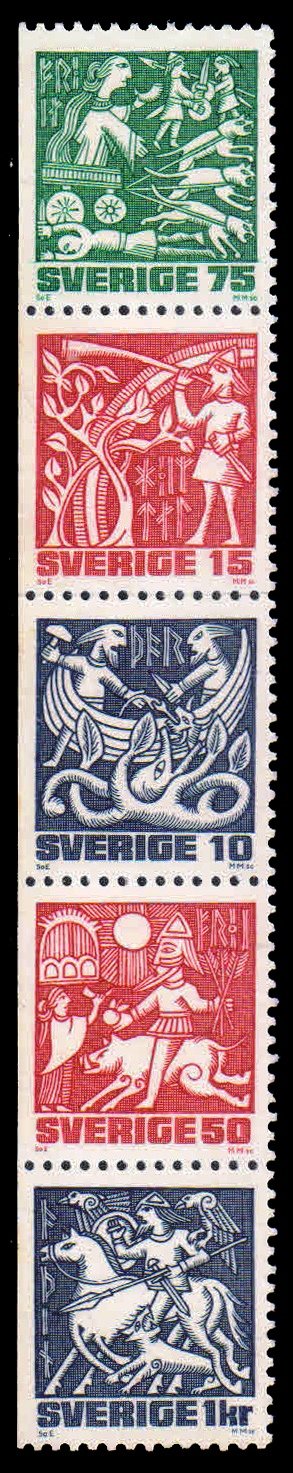 SWEDEN 1981 - Norse Mythology. Thor, Freya, Heimdallodiu. Set of 5 Stamps, Mint. S.G. 1062-66