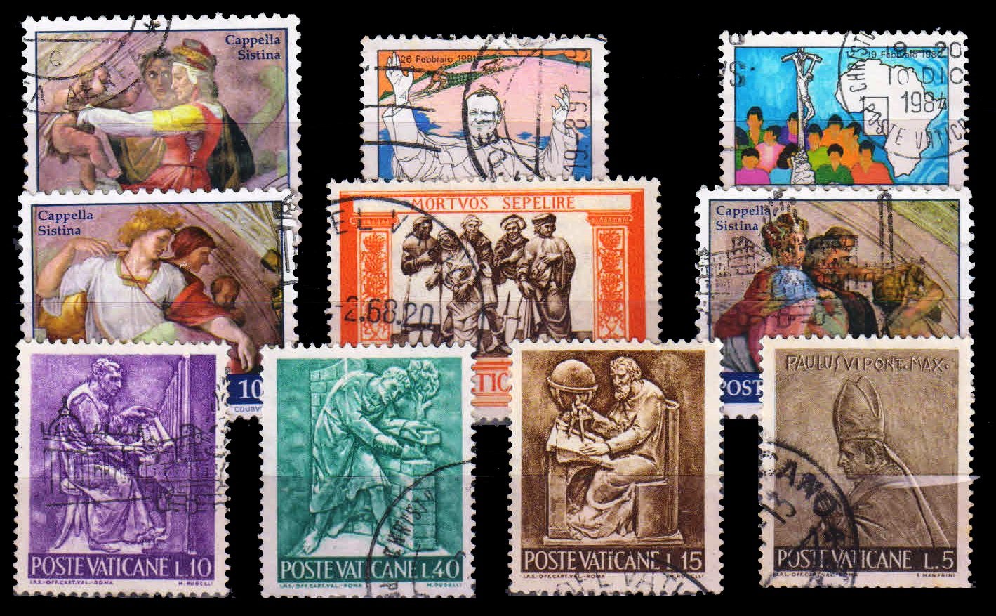 VATICAN CITY - 10 Different Used Stamps. All Large Stamps