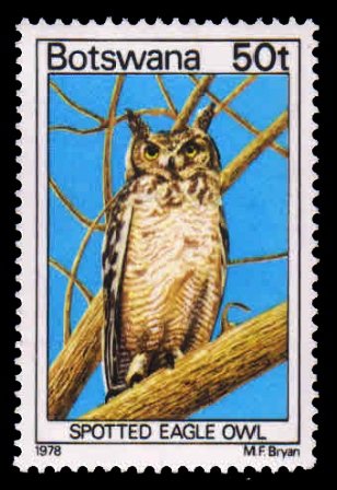 BOTSWANA 1978 - Spotted Eagle Owe. Bird. 1 Value, MNH. S.G. 424. Cat £ 5