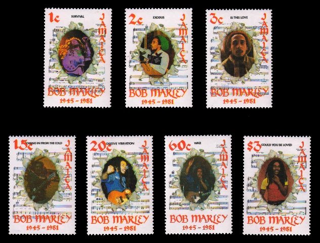 JAMAICA 1981 - Bob Marley. Musician & Singer. Set of 7, MNH. S.G. 529-535. Cat � 19.00