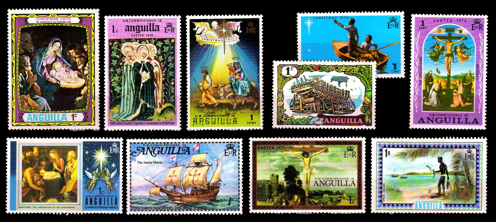 ANGUILLA - 10 Different Large & Mint Stamps