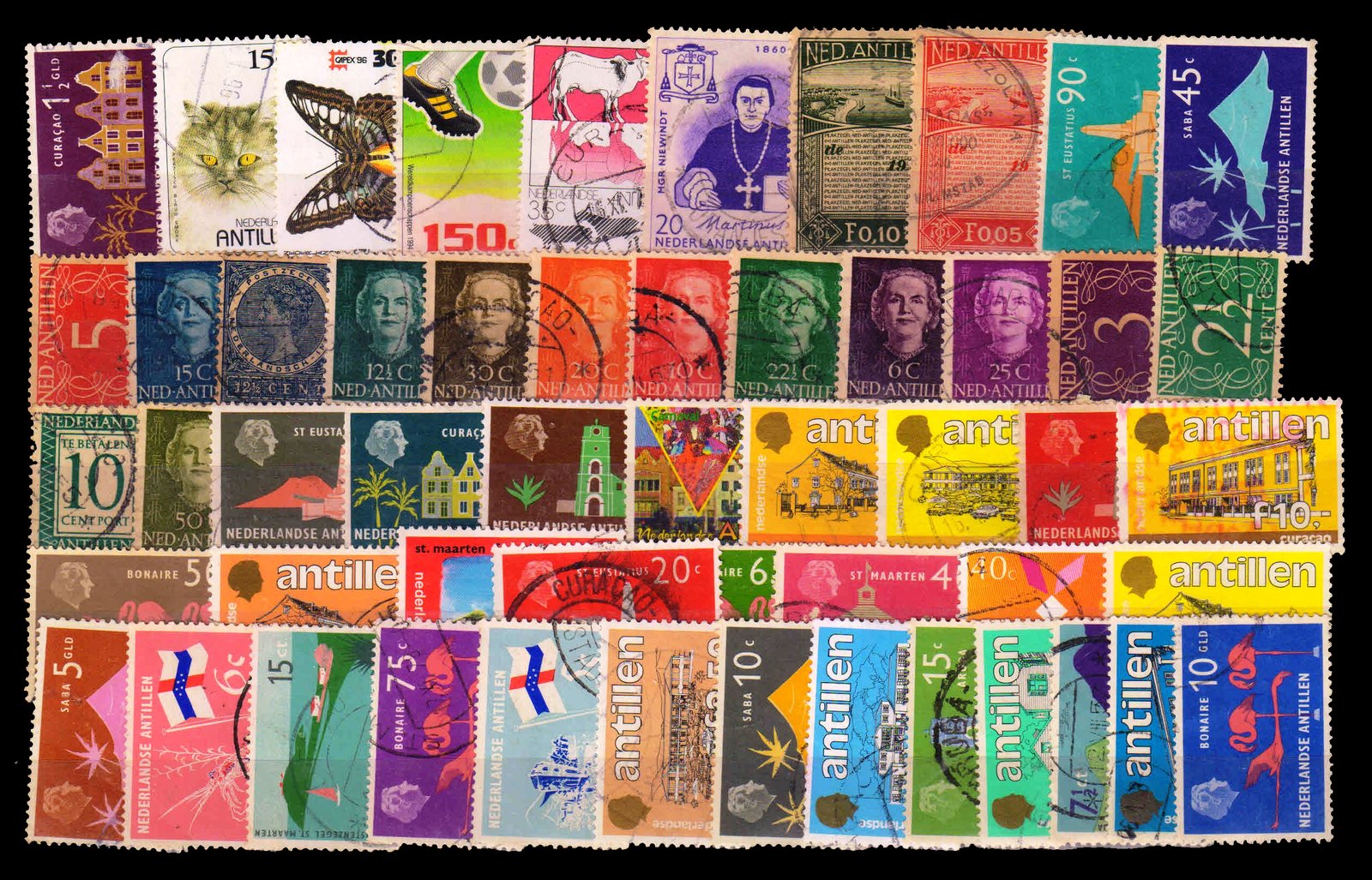 NETHERLANDS ANTILLES - 52 Different. Small & Large Stamps