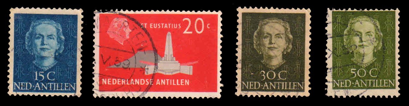 NETHERLANDS ANTILLES - 4 Different Used. Small & Large Stamps