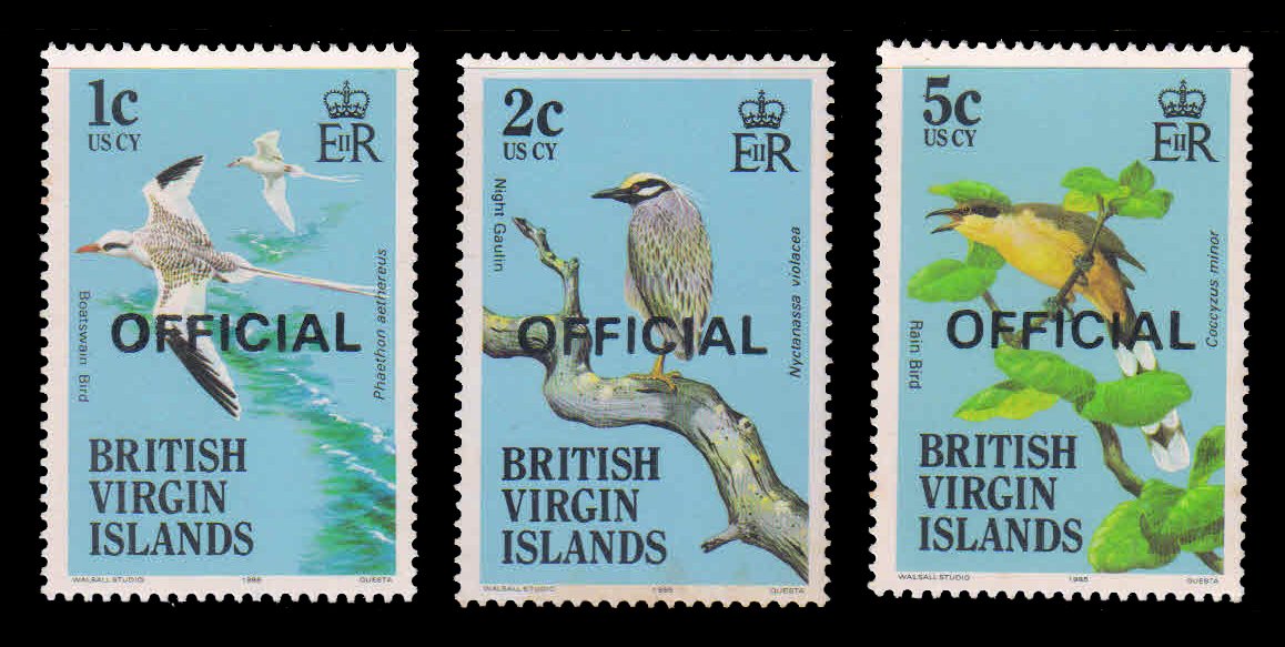 BRITISH VIRGIN ISLANDS 1986 - Birds of the British Virgin Islands, Set of 3, MNH. S.G. 016-018. Cat � 2.85