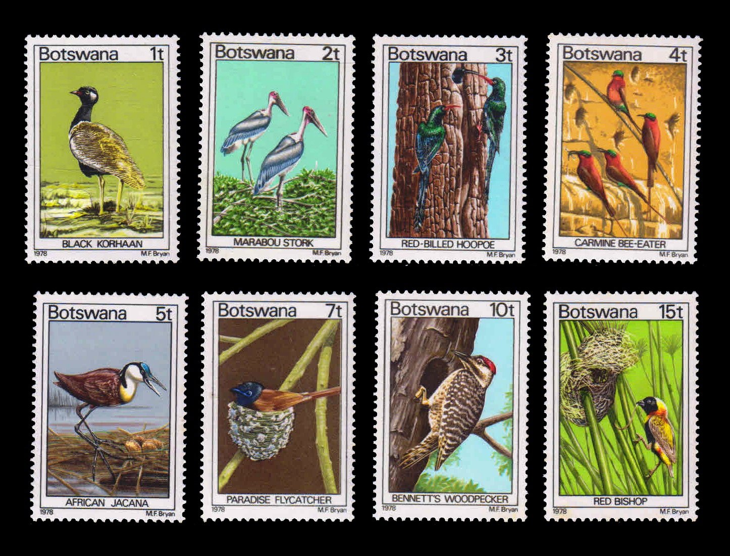 BOTSWANA 1978 - Birds, Set of 8, MNH. S.G. 411-418. Cat £ 10