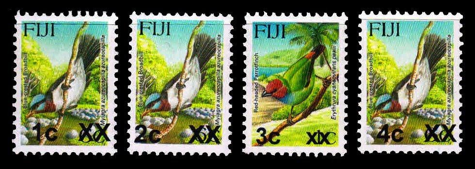 FIJI 2007 - 4 Different, Birds,  Flora & Fauna, Surcharged, MNH. Cat � 4