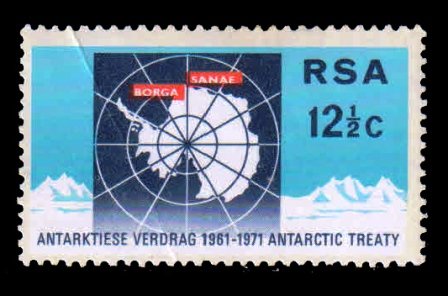 SOUTH AFRICA 1971 - 10th Anniversary of Antarctic Treaty, Map & Landscape, 1 Value, Mint Hinged Stamp. S.G. 304