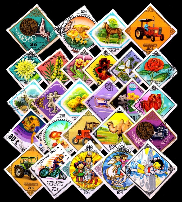 MONGOLIA - 68 Different Diamond Shaped Stamps