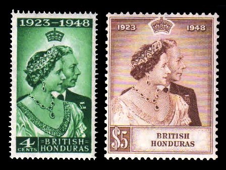 BRITISH HONDURAS 1948 - Royal Silver Wedding, King George VI and Queen Elizabeth, Set of 2, MNH, S.G. 164-165