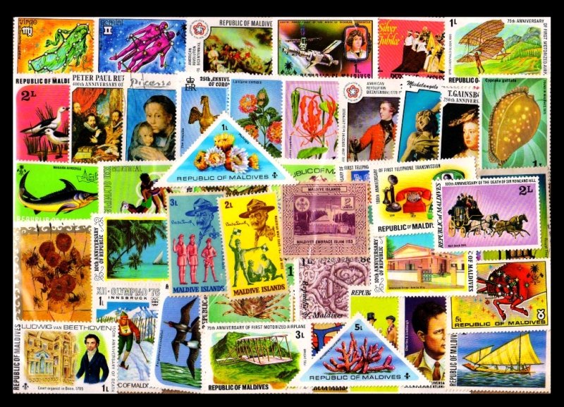 MALDIVES ISLANDS - 90 Different Large Thematic Stamps, Mostly Mint