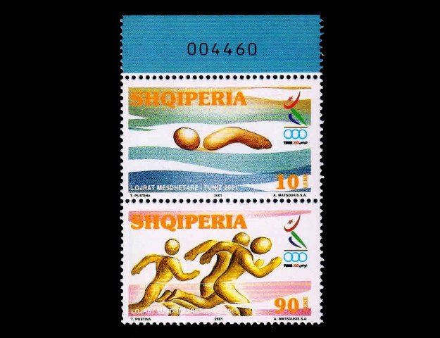 ALBANIA 2001 - Mediterranean Games, Swimming, Athletics, Set of 2, MNH, S.G. 2864-65