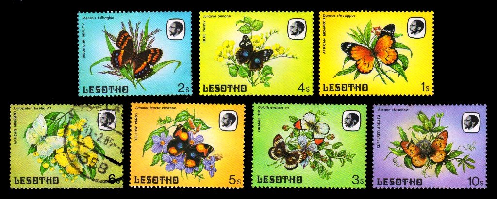 LESOTHO 1984 - Butterflies, Set of 7, Used and Mint, S.G. 563-570