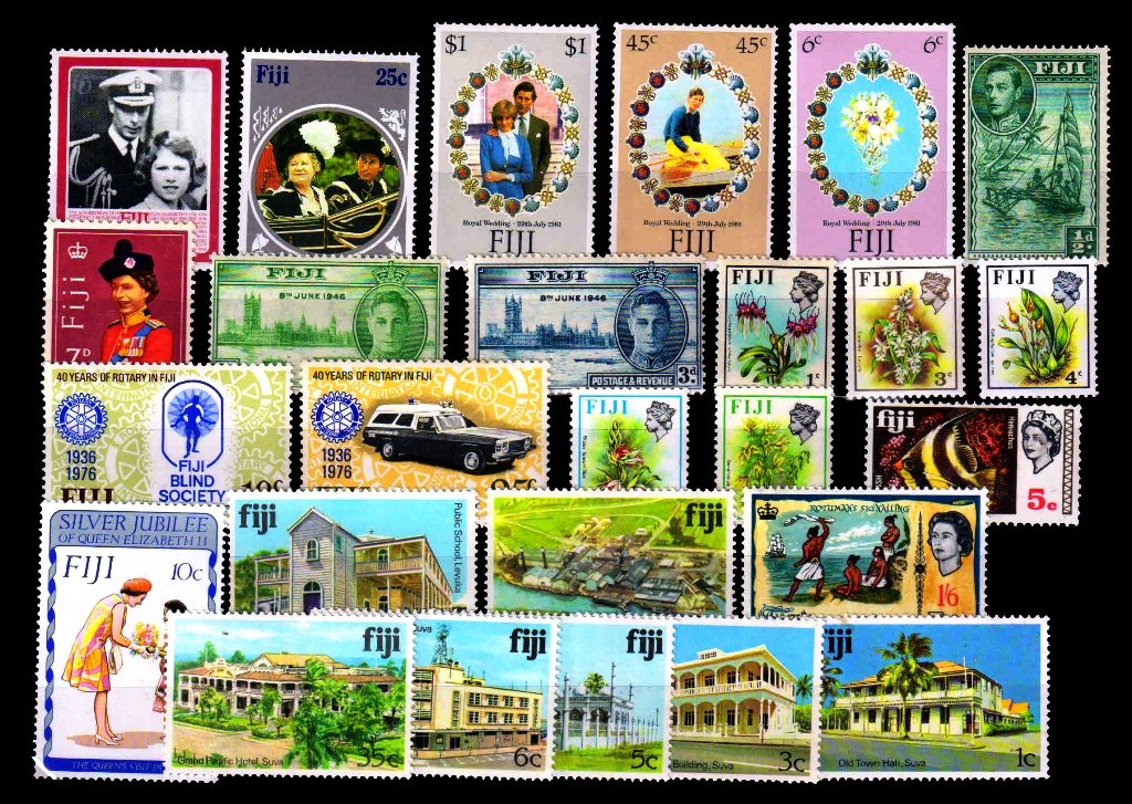 FIJI - 26 Different Thematic Stamps, Large and Small, Mint Never Hinged