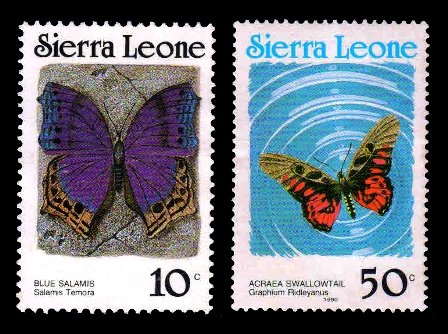SIERRA LEONE 1990 - Butterflies, 2 Different Stamps, MNH, S.G. 1028, 1660, Cat. Value � 8.75