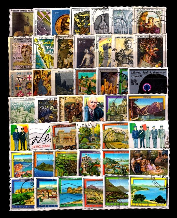 ITALY - 100 All Different, Paintings, Extra Large Stamps